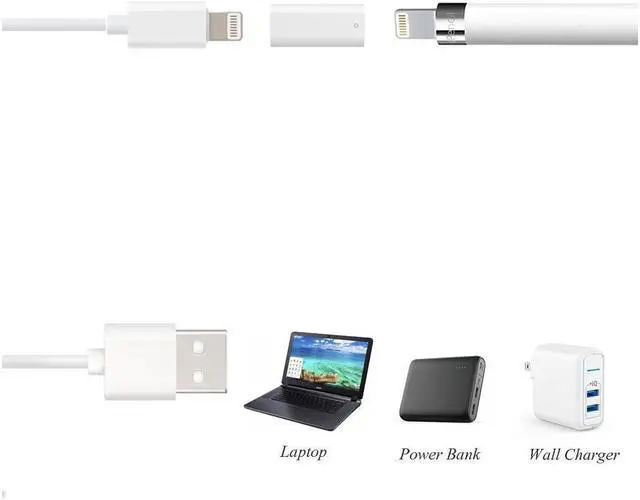 Alt view image 7 of 7 - BONAEVER Compatible with Charger Adapter Replacement for Apple Pencil 2-Pack Charging Adapter iPencil Charger Connector