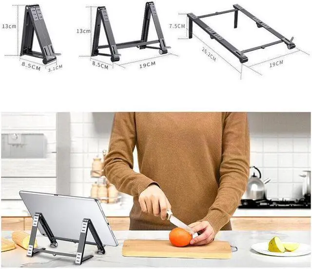 Alt view image 5 of 7 - BONAEVER Adjustable Laptop Stand Foldable Metal Phone Laptop Holder Portable Notebook Laptop Riser for Desk 10-17 inch MacBook Dell HP Lenovo iPad iPhone Samsung