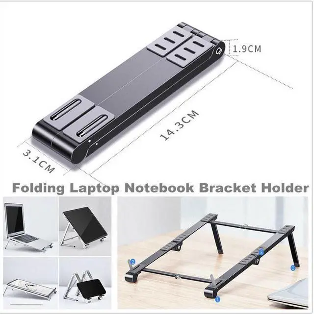 Alt view image 3 of 7 - BONAEVER Adjustable Laptop Stand Foldable Metal Phone Laptop Holder Portable Notebook Laptop Riser for Desk 10-17 inch MacBook Dell HP Lenovo iPad iPhone Samsung