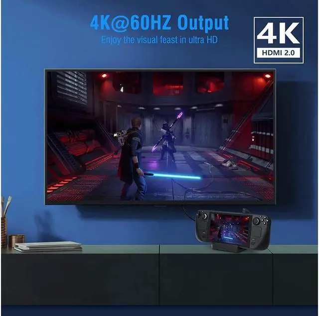 Alt view image 2 of 7 - BONAEVER Docking Station for Valve Steam Deck 4K 60Hz 1000Mbps LAN TV Docking Stand with HDMI 4K@60Hz Gigabit Ethernet 3 USB 3.0 PD 3.0 Fast Charging USB C