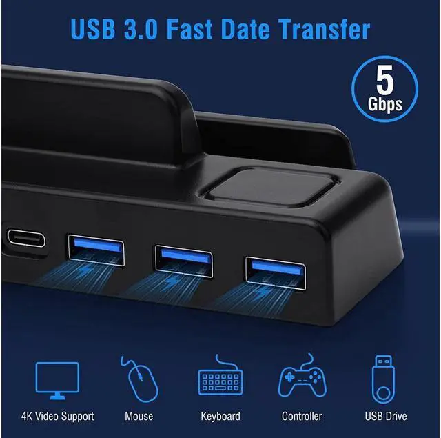 Alt view image 6 of 7 - BONAEVER Docking Station for Valve Steam Deck 4K 60Hz 1000Mbps LAN TV Docking Stand with HDMI 4K@60Hz Gigabit Ethernet 3 USB 3.0 PD 3.0 Fast Charging USB C