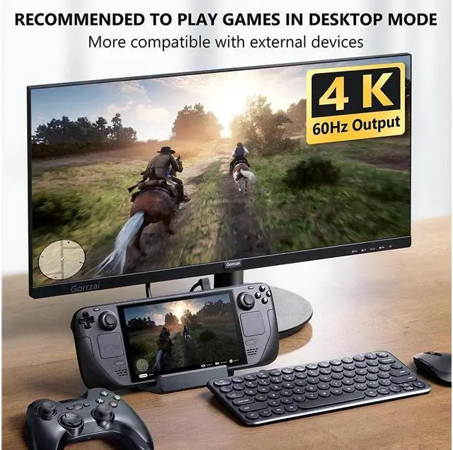 Alt view image 4 of 6 - BONAEVER Steam Deck Dock Docking Station with HDMI 2.0 4K 60Hz Gigabit Ethernet 3 USB 3.0 100W Charging USB-C Port Compatible with TV Switch Controller
