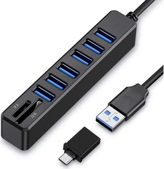 Main image of BONAEVER USB Hub USB Splitter 6 Port HUB Combo External USB 2.0 HUB + SD Card Reader Multifunction for Mac Pro/Mini iMac Ps4 Surface Pro XPS PC Flash Drive