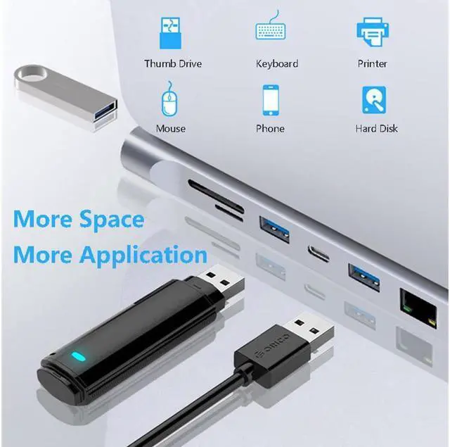 Alt view image 7 of 7 - 12 in 1 USB C Type Hub Adapter, Multi Port Triple Display Dongle Type-C to Dual HDMI, VGA, USB 3.0, PD Charging, SD/TF Card Reader, Gigabit Ethernet