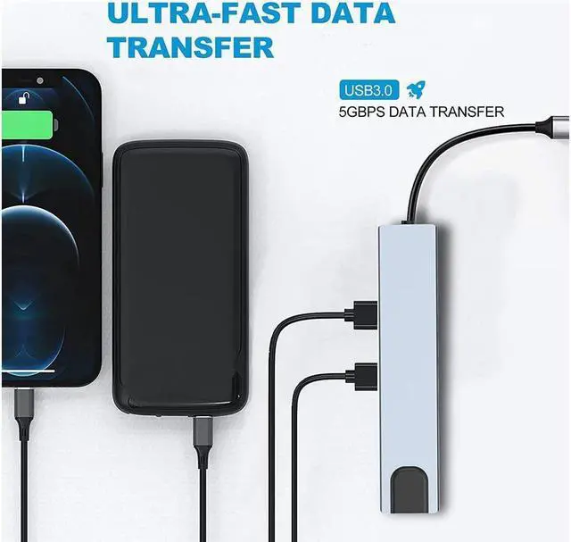 Alt view image 6 of 7 - BONAEVER 8-in-1 Ethernet USB C Hub HDMI 4K SD/TF USB 3.0 USB C Hub Space Aluminum Adapter MacBook PRO/Air M1 Adapter iPad PRO Air Windows Chromeca Stand Switch PS4
