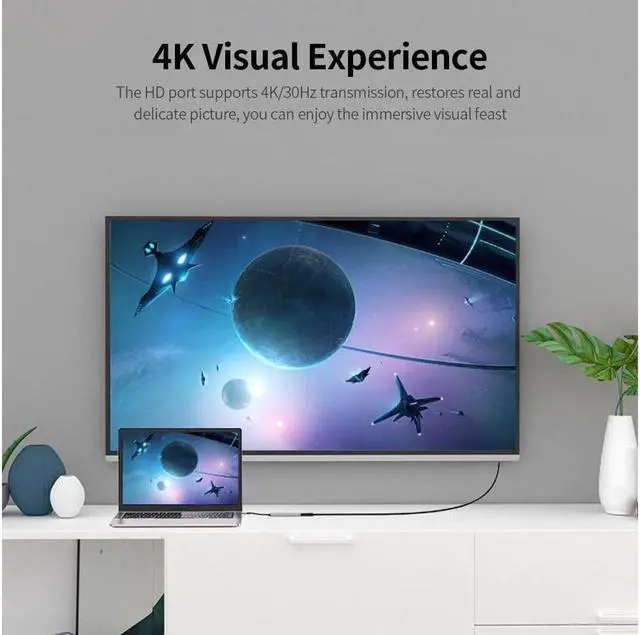 Alt view image 2 of 6 - BONAEVER USB C Hub 6-in-1 USB Docking Station HDMI Adapter 4K PD USB 3.0 Ports TF/SD Card for MacBook Pro Air/Chromebook/Surface/HP/Dell XPS/Huawei/Matebook/Galaxy