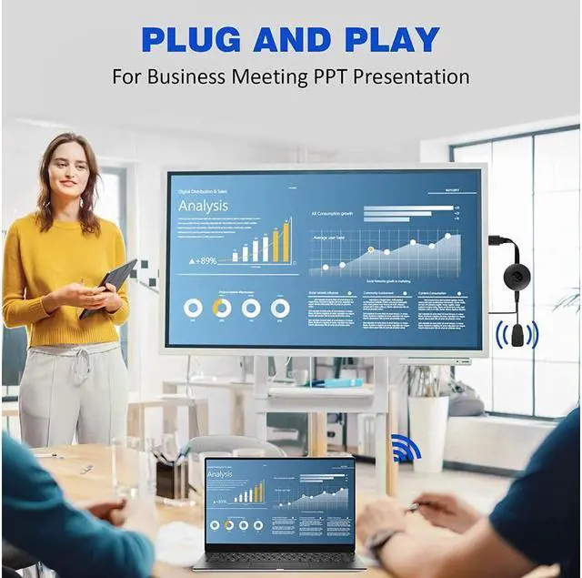 Alt view image 7 of 7 - BONAEVER Wireless Display Dongle Adapter 4K HDMI Wireless Adapter MiraScreen Dongle Standreaming Media Player Screen Mirroring Support Miraca Stand Airplay DLNA TV Monitor