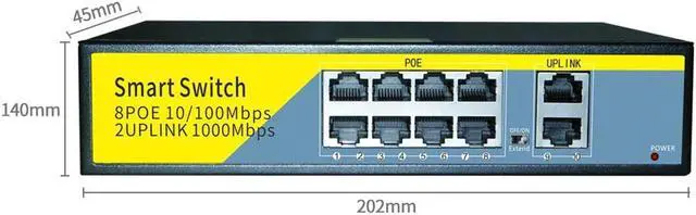 Alt view image 4 of 7 - BONAEVER 10-Port PoE Switch Gigabit Ethernet 2 Port Uplink 802.3AT/AF 120W Cat5 Unmanaged Metal Smart Desktop Network Power Over Ethernet Injector