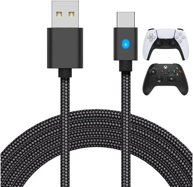 Main image of BONAEVER 10FT Charging Cable for PS5 Controller for Xbox Series X/S Switch Pro Controller Phone Fast Charger Cord Nylon Braided Type-C Ports Replacement