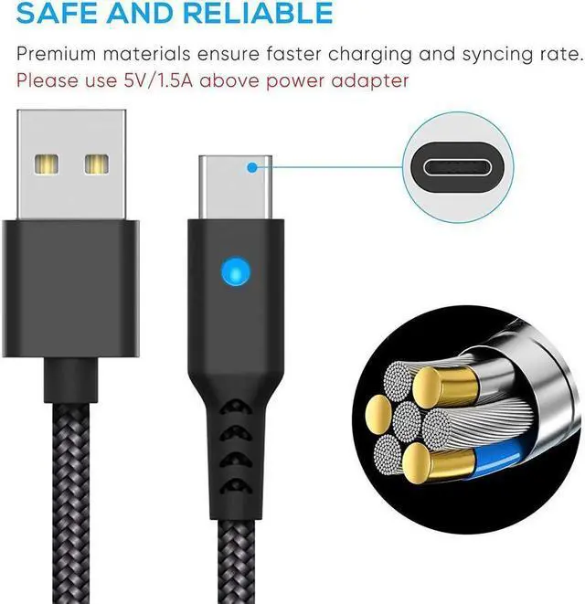 Alt view image 4 of 7 - BONAEVER 10FT Charging Cable for PS5 Controller for Xbox Series X/S Switch Pro Controller Phone Fast Charger Cord Nylon Braided Type-C Ports Replacement
