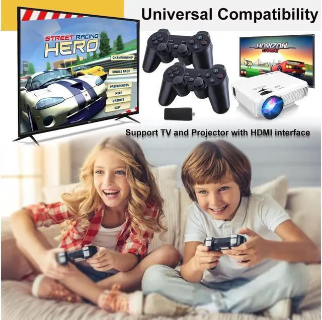 Alt view image 2 of 7 - BONAEVER Classic Retro Game Console with Two 2.4G Wireless Controllers for 4K TV Built-in Video Game Console 32GB TF Card 3500 Classic Games HDMI Compatible