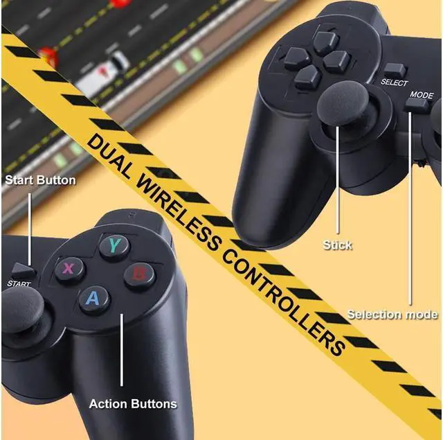 Alt view image 7 of 7 - BONAEVER Classic Retro Game Console with Two 2.4G Wireless Controllers for 4K TV Built-in Video Game Console 32GB TF Card 3500 Classic Games HDMI Compatible