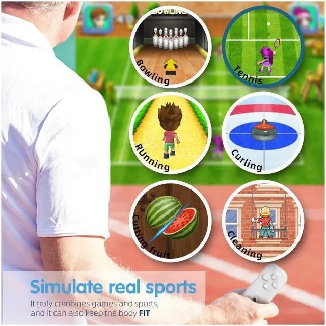 Alt view image 2 of 7 - BONAEVER Y2 FIT Interactive Motion Sensing Wireless Game Console Built-in 830 NES Games Mini High-definition Doubles Game Console