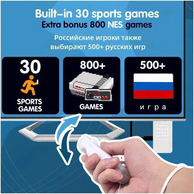 Alt view image 3 of 7 - BONAEVER Y2 FIT Interactive Motion Sensing Wireless Game Console Built-in 830 NES Games Mini High-definition Doubles Game Console