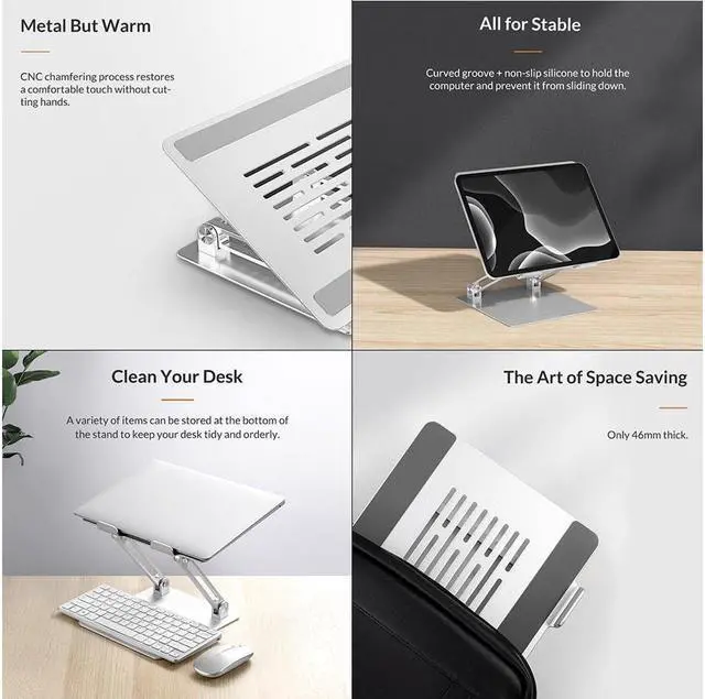 Alt view image 6 of 7 - BONAEVER Portable Laptop Riser Aluminum Adjustable Laptop Stand Ergonomic Computer Notebook Stand andolder with Heat Vent for MacBook Air Pro Dell XPS HP Up To 17''