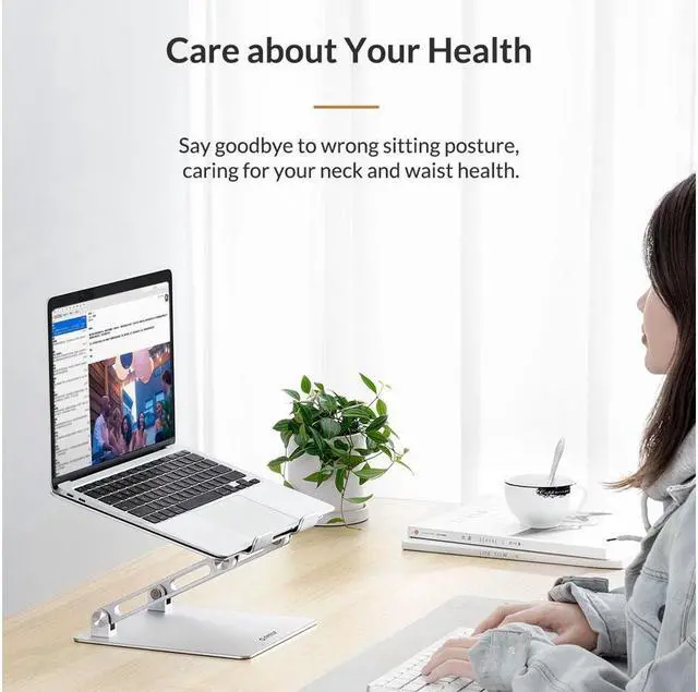 Alt view image 7 of 7 - BONAEVER Portable Laptop Riser Aluminum Adjustable Laptop Stand Ergonomic Computer Notebook Stand andolder with Heat Vent for MacBook Air Pro Dell XPS HP Up To 17''