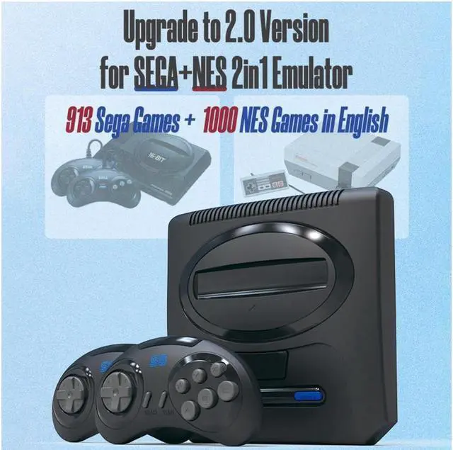 Alt view image 4 of 6 - BONAEVER 16 Bit Md Retro Video Game Wireless Console Game Standick 4k Hdmi Built-in 1913 Classic Games for Sega Genesis Mini / Mega Drive