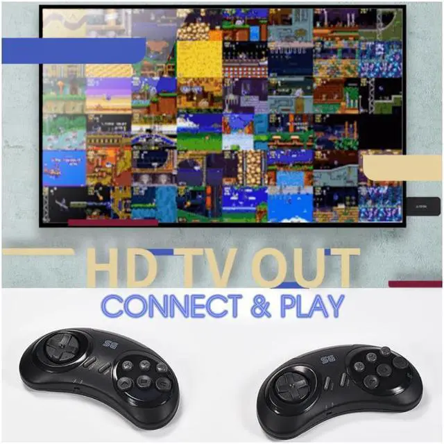Alt view image 3 of 7 - BONAEVER USB Wireless Hand Held 4K HD Video Retro Game Console Build In 900+ Games Dual Wireless Gamepad para SEGA Game Console