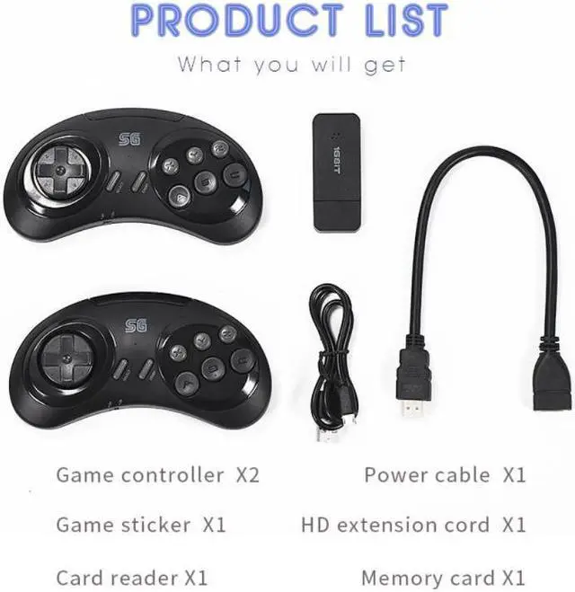 Alt view image 7 of 7 - BONAEVER USB Wireless Hand Held 4K HD Video Retro Game Console Build In 900+ Games Dual Wireless Gamepad para SEGA Game Console