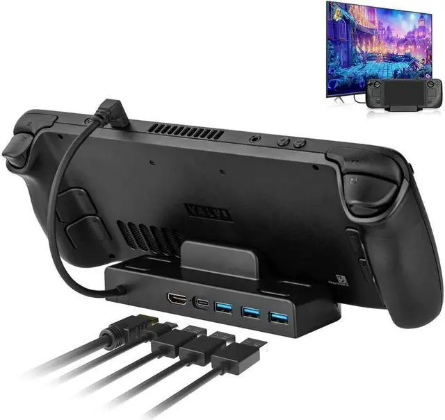 Main image of BONAEVER TV Docking Station for Valve Steam Deck 5 in 1 Hub Stand Dock with 4K HDMI3 USB3.0 Data Port USB-C PD Charging for Steam Deck Dock Stand Accessories