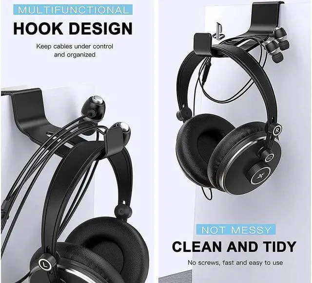Alt view image 4 of 7 - BONAEVER Headphone Stand for PS5/XBOX/XS Headset Controller Stand Makes Game Accessories Easy to Standore (2 Pack Black)