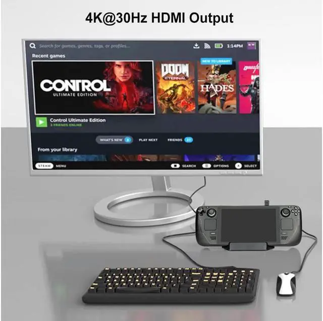 Alt view image 3 of 7 - BONAEVER TV Docking Station for Valve Steam Deck 5 in 1 Hub Stand Dock with 4K HDMI3 USB3.0 Data Port USB-C PD Charging for Steam Deck Dock Stand Accessories