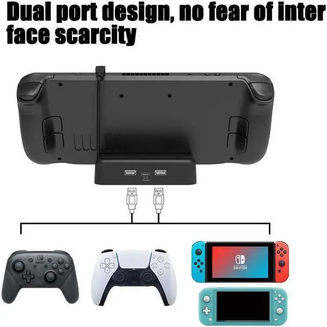 Alt view image 7 of 7 - BONAEVER TV Docking Station for Valve Steam Deck 3 in 1 Hub Charger Stand Dock with 2 USB USB-C PD Charging Port