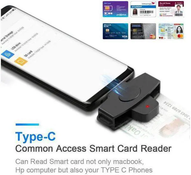 Alt view image 2 of 7 - BONAEVER Type C CAC Card Reader Military USB C Common Access CAC Smart Card Reader Credit Card Reader/CAC Chip Card Reader For Android Phones MacBook Pro iMac