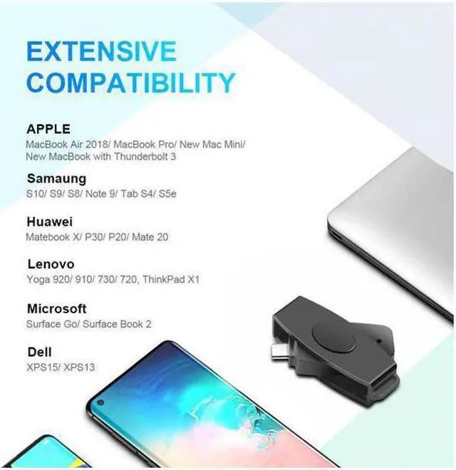 Alt view image 6 of 7 - BONAEVER Type C CAC Card Reader Military USB C Common Access CAC Smart Card Reader Credit Card Reader/CAC Chip Card Reader For Android Phones MacBook Pro iMac