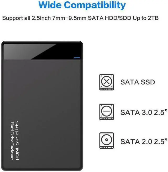 Alt view image 2 of 6 - BONAEVER SATA 2.5-inch USB 3.0 Mobile Hard Drive Box 5Gbps Laptop External Hard Drive Enclosure Hard Disk Case Maximum Support 3BT