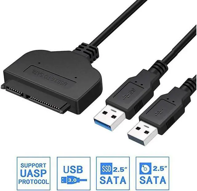 Main image of USB 3.0 to SATA 22pin Data Power Cable Adapter for Laptop HDD 2.5 inch HDD or SSD Hard Disk Drive Black