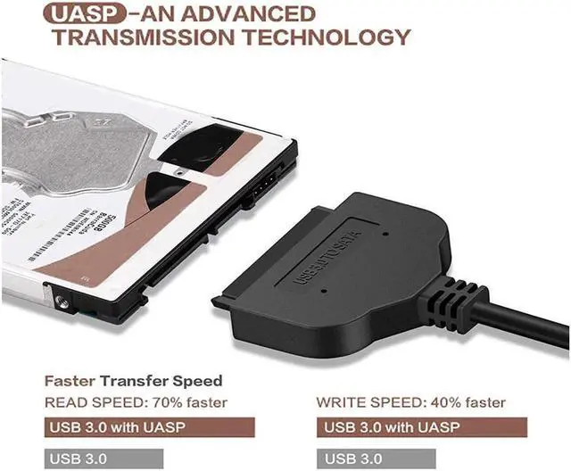 Alt view image 4 of 7 - USB 3.0 to SATA 22pin Data Power Cable Adapter for Laptop HDD 2.5 inch HDD or SSD Hard Disk Drive Black