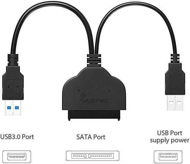 Alt view image 3 of 7 - USB 3.0 to SATA 22pin Data Power Cable Adapter for Laptop HDD 2.5 inch HDD or SSD Hard Disk Drive Black
