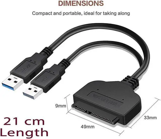 Alt view image 5 of 7 - USB 3.0 to SATA 22pin Data Power Cable Adapter for Laptop HDD 2.5 inch HDD or SSD Hard Disk Drive Black