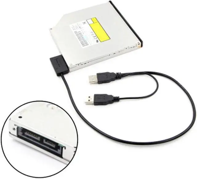 Alt view image 2 of 5 - BONAEVER Usb 2.0 Type A To 13 pin( 7+6) Sata Adapter Cable External Power For Cd-rom Dvd-rom