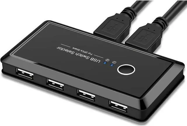 Main image of BONAEVER USB Switcher Selector 4 Port 2 Computers USB 2.0 Peripheral Switcher Adapter Hub for PC Printer Scanner Mouse Keyboard with One Button Switch