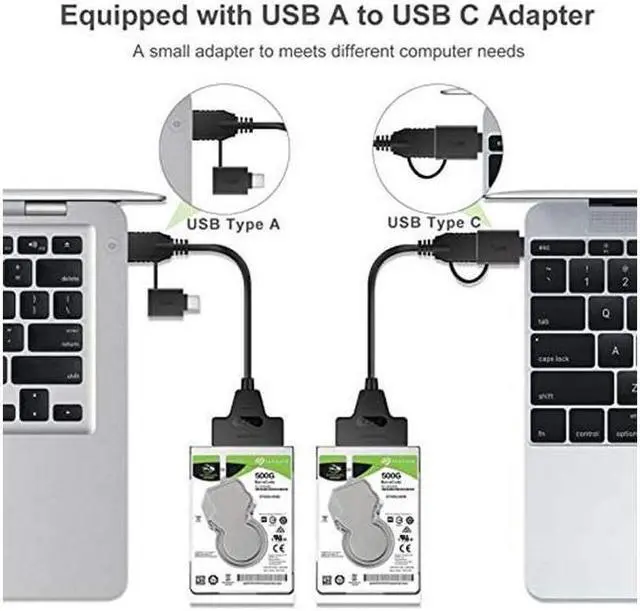 Alt view image 2 of 6 - USB 3.0 Type C to SATA Adapter Cable, USB 3.0/Type-C to SSD/2.5 Inch SATA Hard Drive Adapter, 2.5 Inch HDD/SSD Hard Drive Driver Converter/Adapter Cable