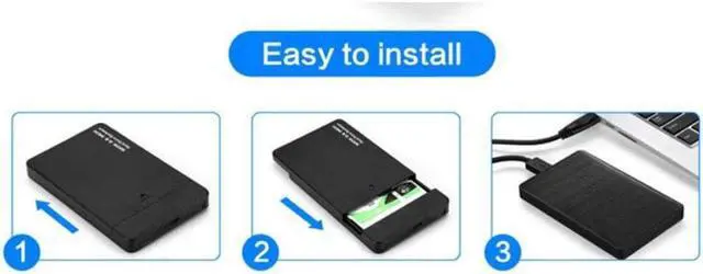 Alt view image 7 of 7 - 2.5 Inch Hard Drive Case, USB 3.0 External Hard Drive Enclosure Enclosure SATA I II III HDD SSD 9.5mm and 7mm [UASP Support] Tool Free Black