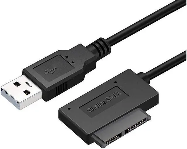 Main image of BONAEVER USB 2.0 to 13 Pin Slimline SATA Laptop CD/DVD ROM Optical Drive Adapter Cable Black - 35cm