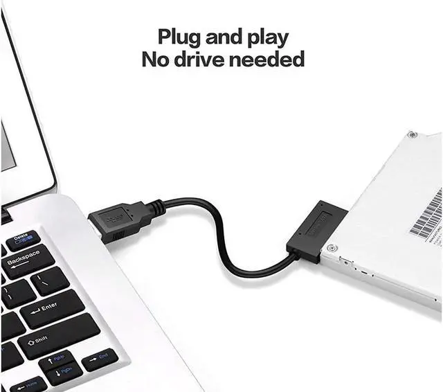 Alt view image 3 of 7 - BONAEVER USB 2.0 to 13 Pin Slimline SATA Laptop CD/DVD ROM Optical Drive Adapter Cable Black - 35cm