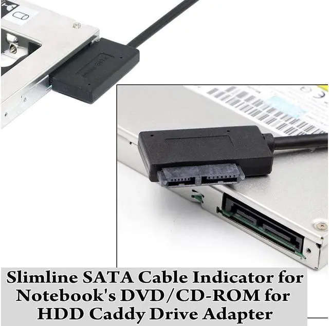 Alt view image 6 of 7 - BONAEVER USB 2.0 to 13 Pin Slimline SATA Laptop CD/DVD ROM Optical Drive Adapter Cable Black - 35cm