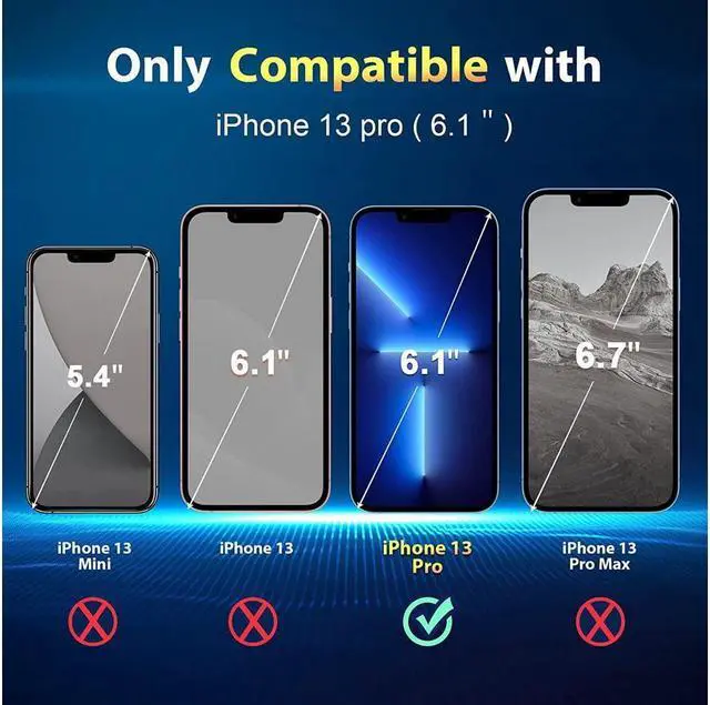 Alt view image 2 of 7 - BONAEVER 3 Pack Tempered Glass Screen Protector Compatible with iPhone 13 Pro 6.1 inch with 3 Pack Camera Lens Protector [9H Hardness] [Scratch Resi Standant]