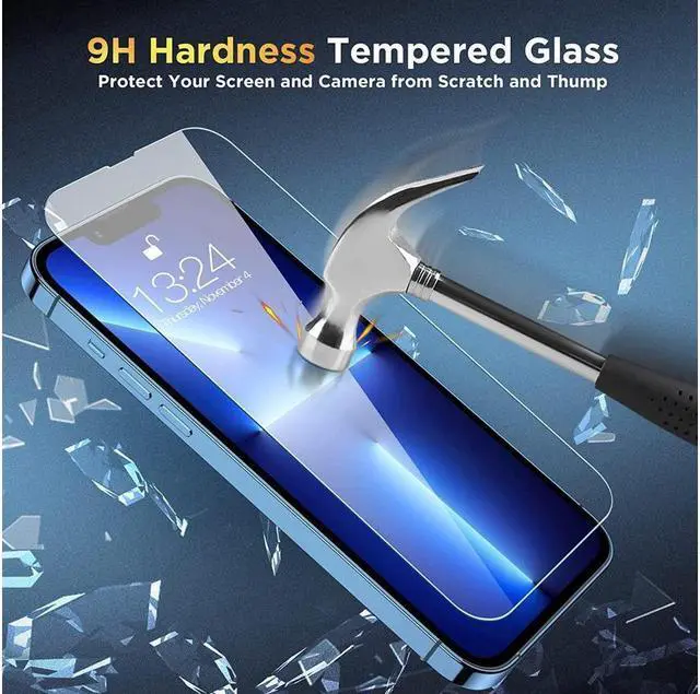 Alt view image 7 of 7 - BONAEVER 3 Pack Tempered Glass Screen Protector Compatible with iPhone 13 Pro 6.1 inch with 3 Pack Camera Lens Protector [9H Hardness] [Scratch Resi Standant]