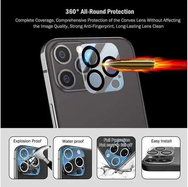 Alt view image 3 of 7 - BONAEVER 3 Pack Tempered Glass Screen Protector Compatible with iPhone 12 Pro 6.1 inch with 3 Pack Camera Lens Protector [9H Hardness] [Scratch Resi Standant]