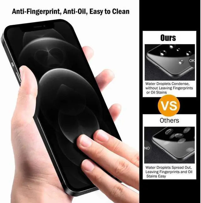 Alt view image 4 of 7 - BONAEVER 3 Pack Tempered Glass Screen Protector Compatible with iPhone 12 Pro 6.1 inch with 3 Pack Camera Lens Protector [9H Hardness] [Scratch Resi Standant]