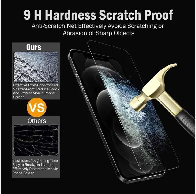 Alt view image 5 of 7 - BONAEVER 3 Pack Tempered Glass Screen Protector Compatible with iPhone 12 Pro 6.1 inch with 3 Pack Camera Lens Protector [9H Hardness] [Scratch Resi Standant]