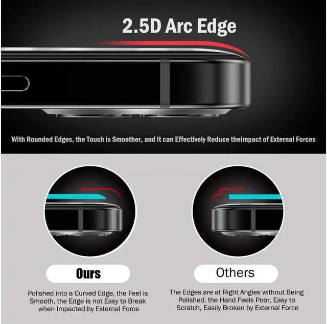 Alt view image 6 of 7 - BONAEVER 3 Pack Tempered Glass Screen Protector Compatible with iPhone 12 Pro 6.1 inch with 3 Pack Camera Lens Protector [9H Hardness] [Scratch Resi Standant]