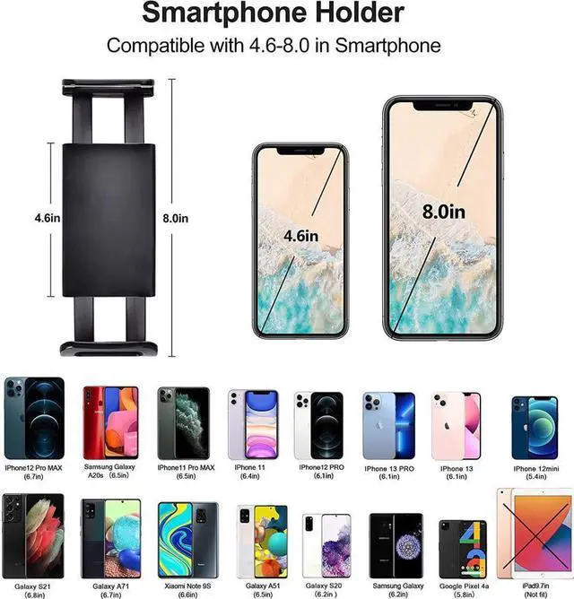 Alt view image 4 of 7 - BONAEVER Mini 3 Pro Mount Holder 4.6-8 Inch Smartphone Holder Mobile Phone Stand for DJI Mini 3 Pro/Mini 2/Mavic 3/Air 2S Controller Platinum Accessories