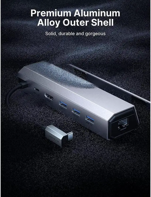 Alt view image 6 of 6 - BONAEVER Docking Station For Valve Steam Deck 6-in-1 Steam Deck Dock with HDMI 2.0 4K@60Hz Gigabit Ethernet 3 USB-A 3.0 Full Speed Charging USB-C Port