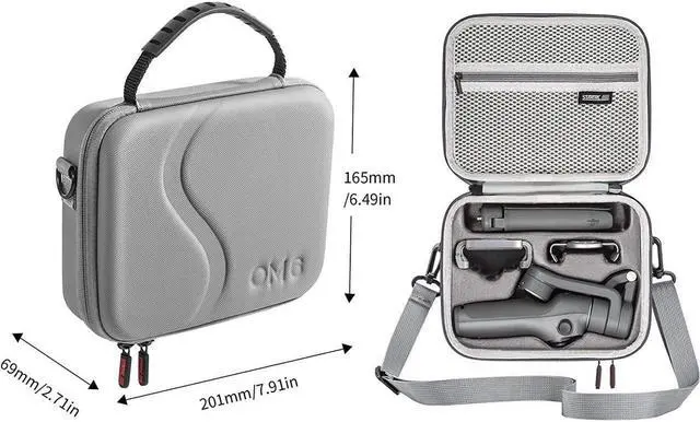 Alt view image 6 of 6 - BONAEVER OM 6 Case Waterproof Portable PU Leather Storage Shoulder Bag Travel Carrying Case for DJI Osmo Mobile 6 Gimbal Standabilizer Accessories